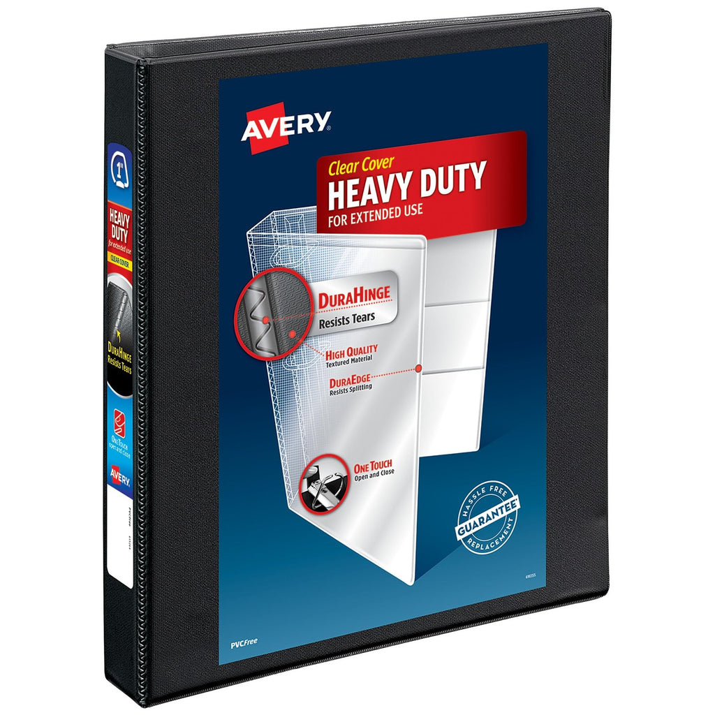 Avery 1" Black Heavy-Duty View Binder, Slant Rings, Holds 8.5" x 11"