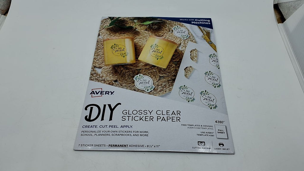 Avery 8.5x11 Glossy Clear Sticker Paper, 7 Sheets, Permanent Adhesive