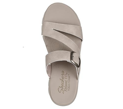 Skechers Women's EASY GOING - SLIDE ON BY casual sandal, Taupe 10 M