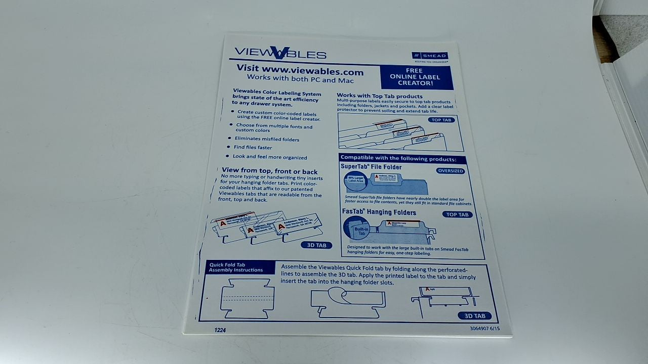 Viewables Color Labeling System Refill 3.5in x 1.25in White 160 Labels