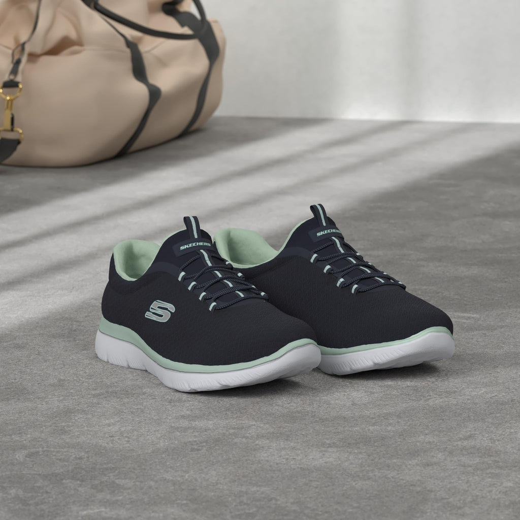 Skechers womens Summits Sneaker, Navy/Aqua, 10 Wide US
