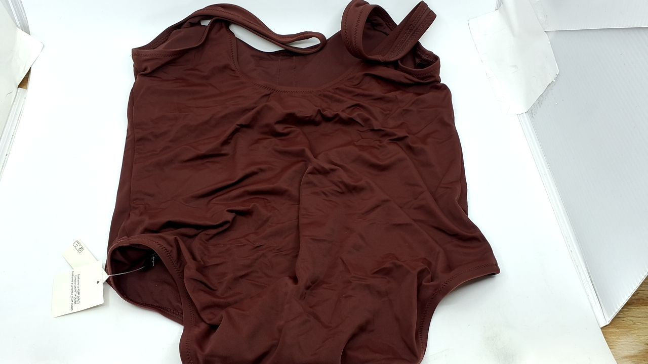 Large Deep Brown One-Piece Swimsuit, Women's Swimwear, Spandex