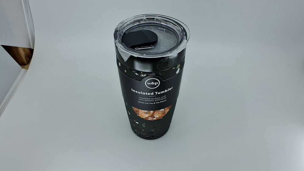 Ceramic Coated 20 oz Insulated Tumbler w/ Wide Mouth Charcoal Terrazzo