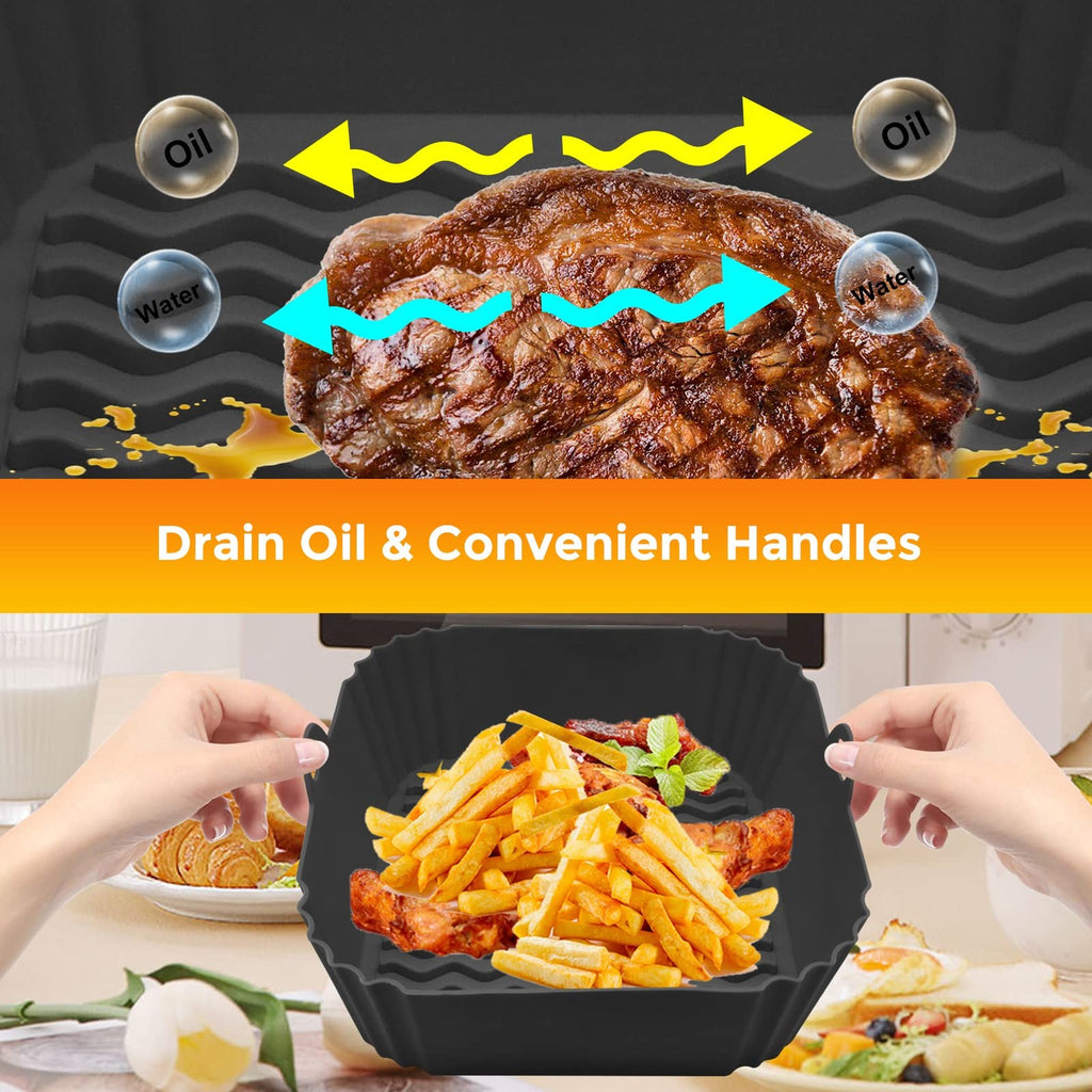 Reusable 8 In Silicone Air Fryer Liners, 4-7 QT, Non-Stick & Easy Clean