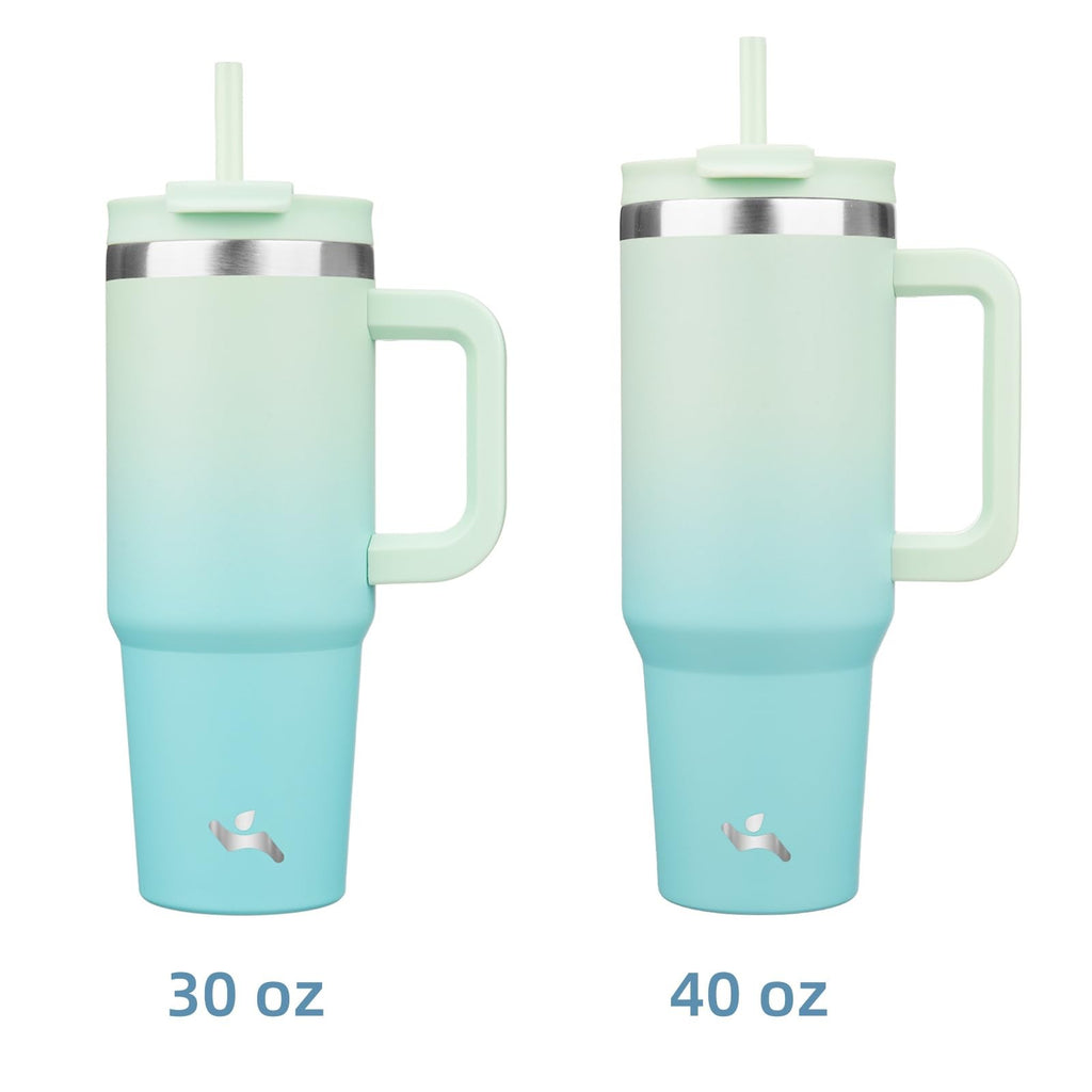Mint 30 Oz Stainless Steel Tumbler - Insulated Mug w/ Handle & Straws
