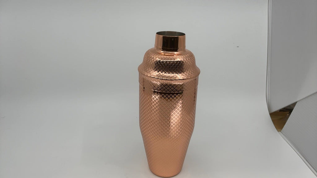 Copper Cocktail Shaker Set, 3-Piece, 24 Oz, Barfly Diamond Lattice