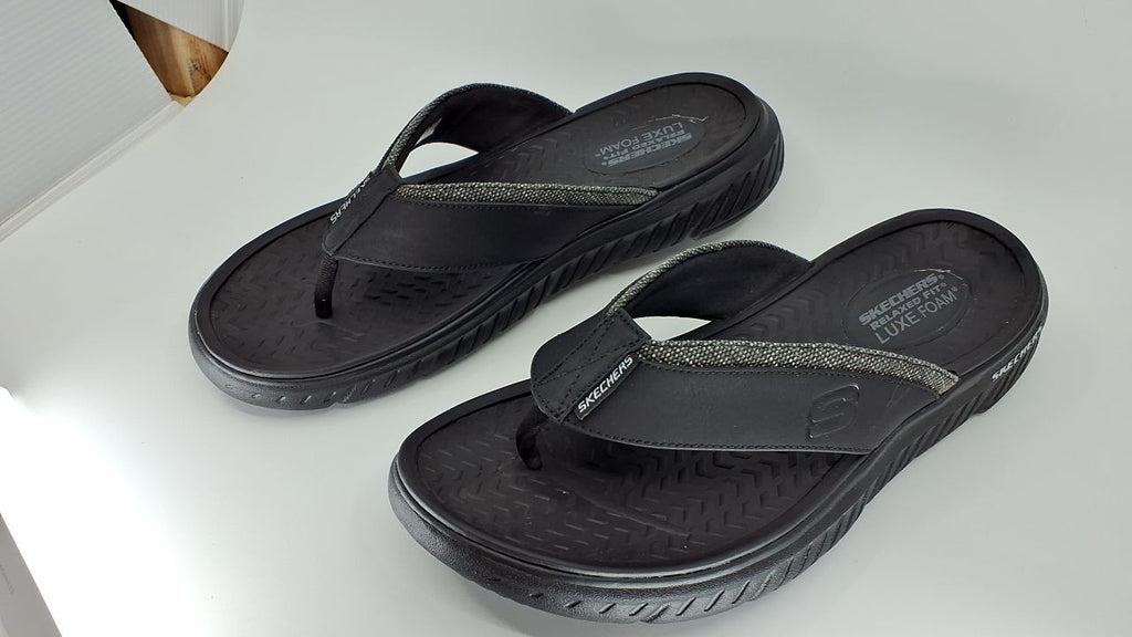Skechers Men's Harver Thong Sandal, BBK, 12