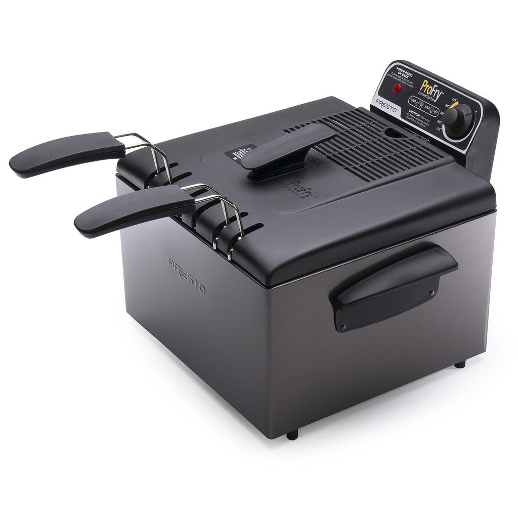 Presto 5 Qt Dual Basket Pro Fry Immersion Element Black Deep Fryer