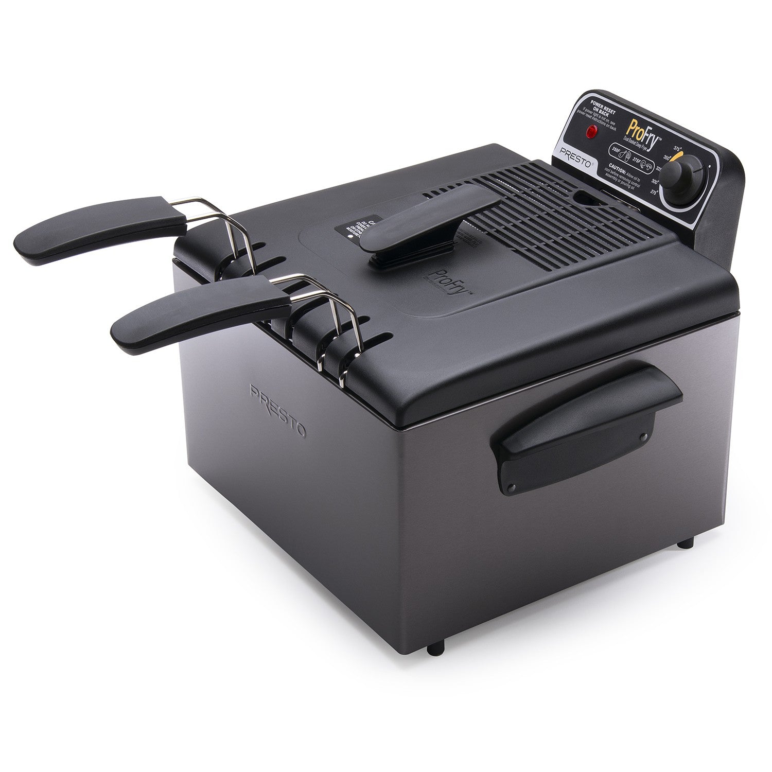 Presto 5 Qt Dual Basket Pro Fry Immersion Element Black Deep Fryer
