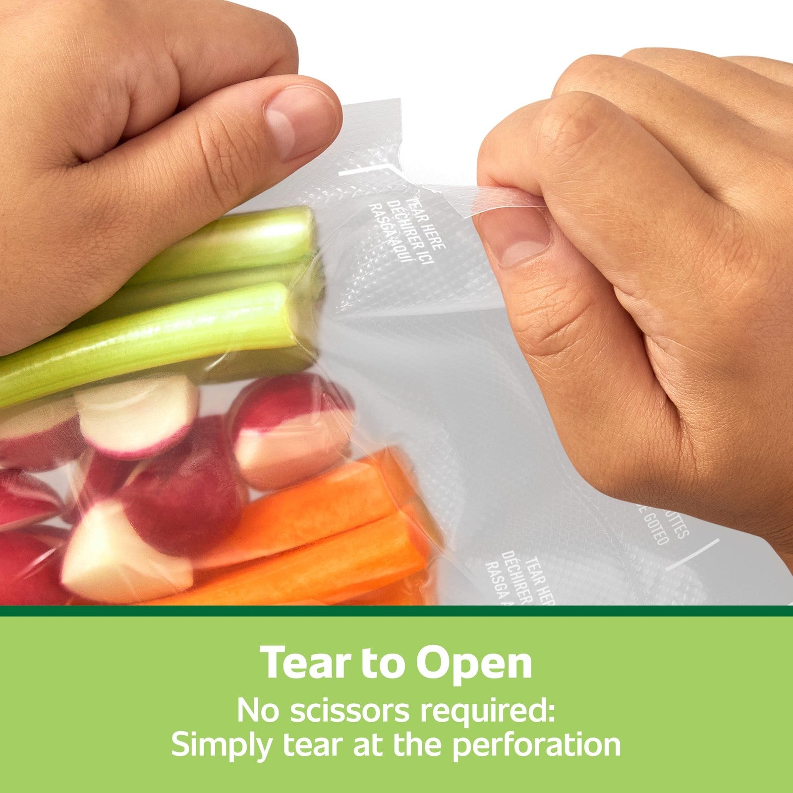 Clear FoodSaver Quart Vacuum Seal Bags, 19 Pack, No Scissors Needed