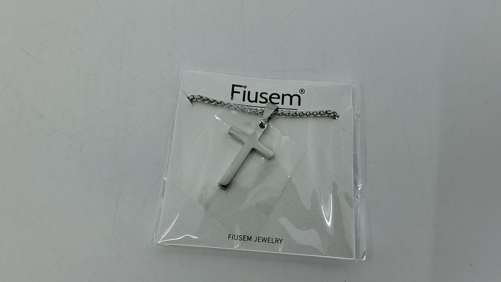 Silver Cross Necklace for Men, 20In Chain, Stainless Steel, Hypoallergenic