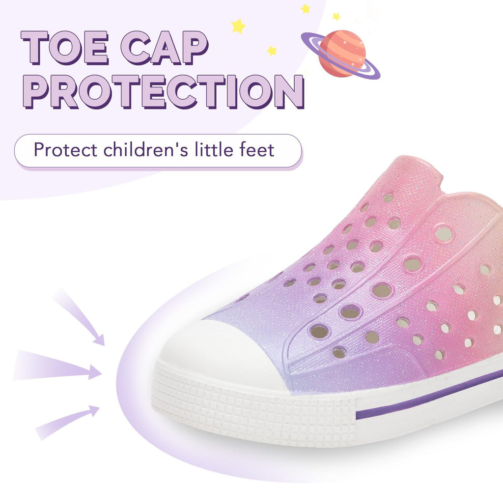 Toddler Water Sneakers Size 2 Pink Gradient Lightweight Slip On Shoes