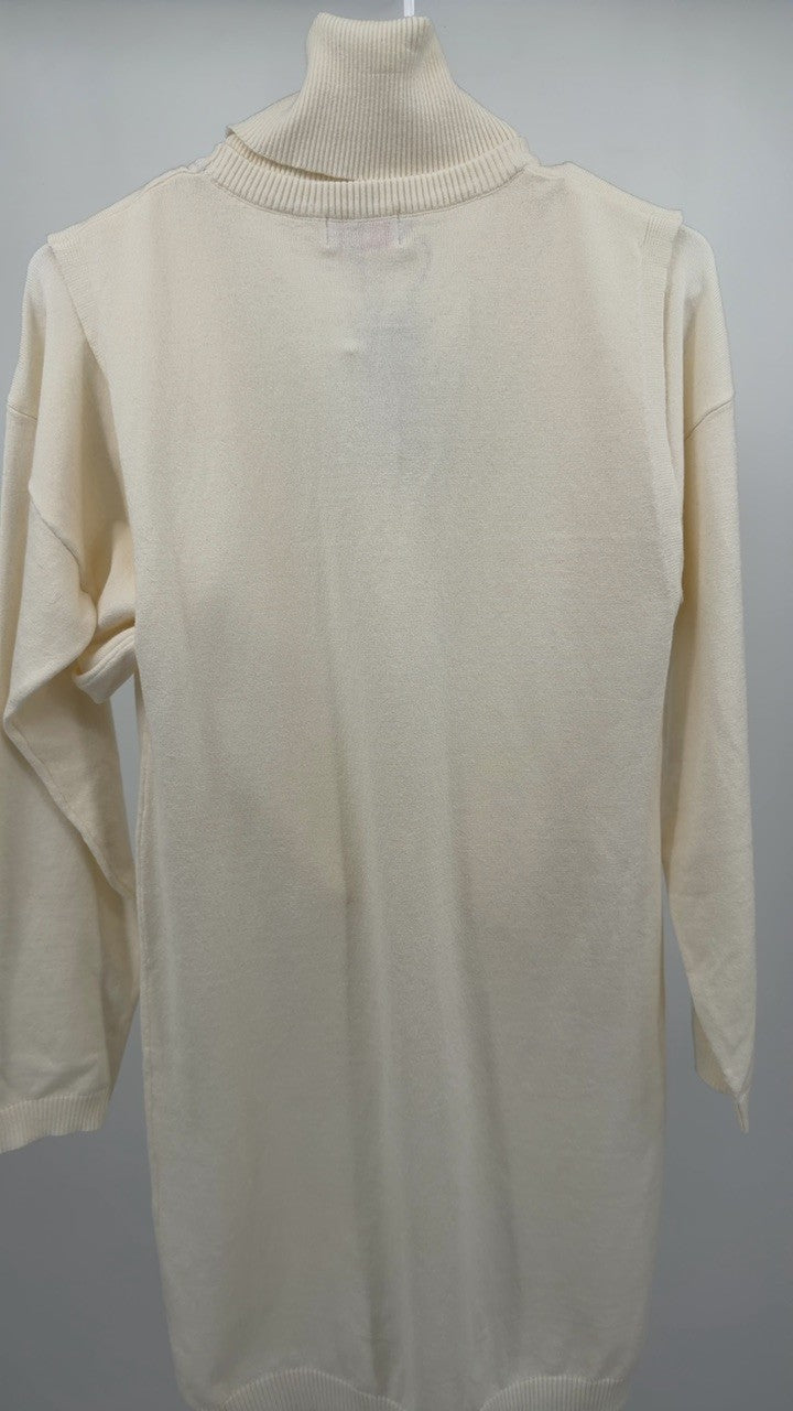 Turtleneck Dropped Shoulder Sweater and Midi Dress Sweater Set