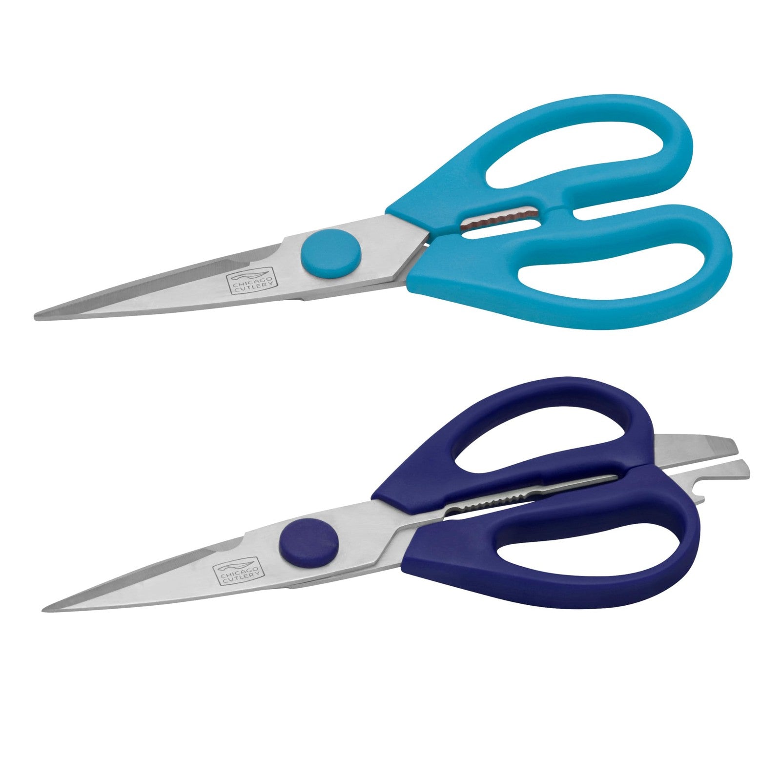 Versatile 2-Pack Kitchen Scissors, Soft Grip & Built-In Bottle Opener