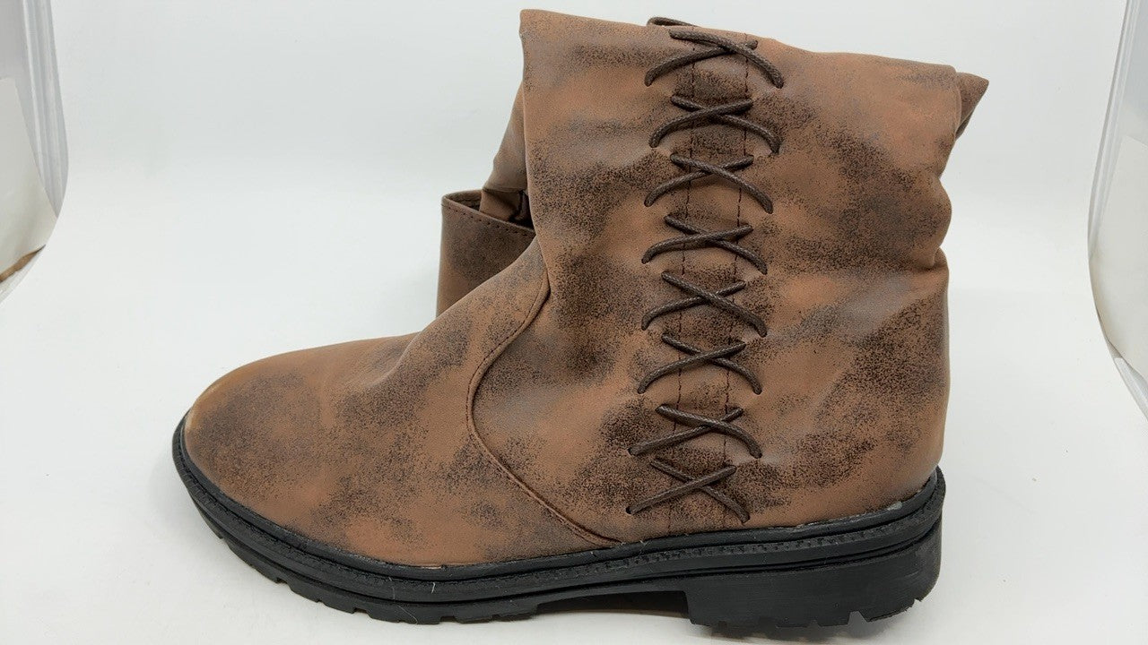 Medieval Renaissance Pull On Boots Dark Brown Mid Calf Cosplay Shoes