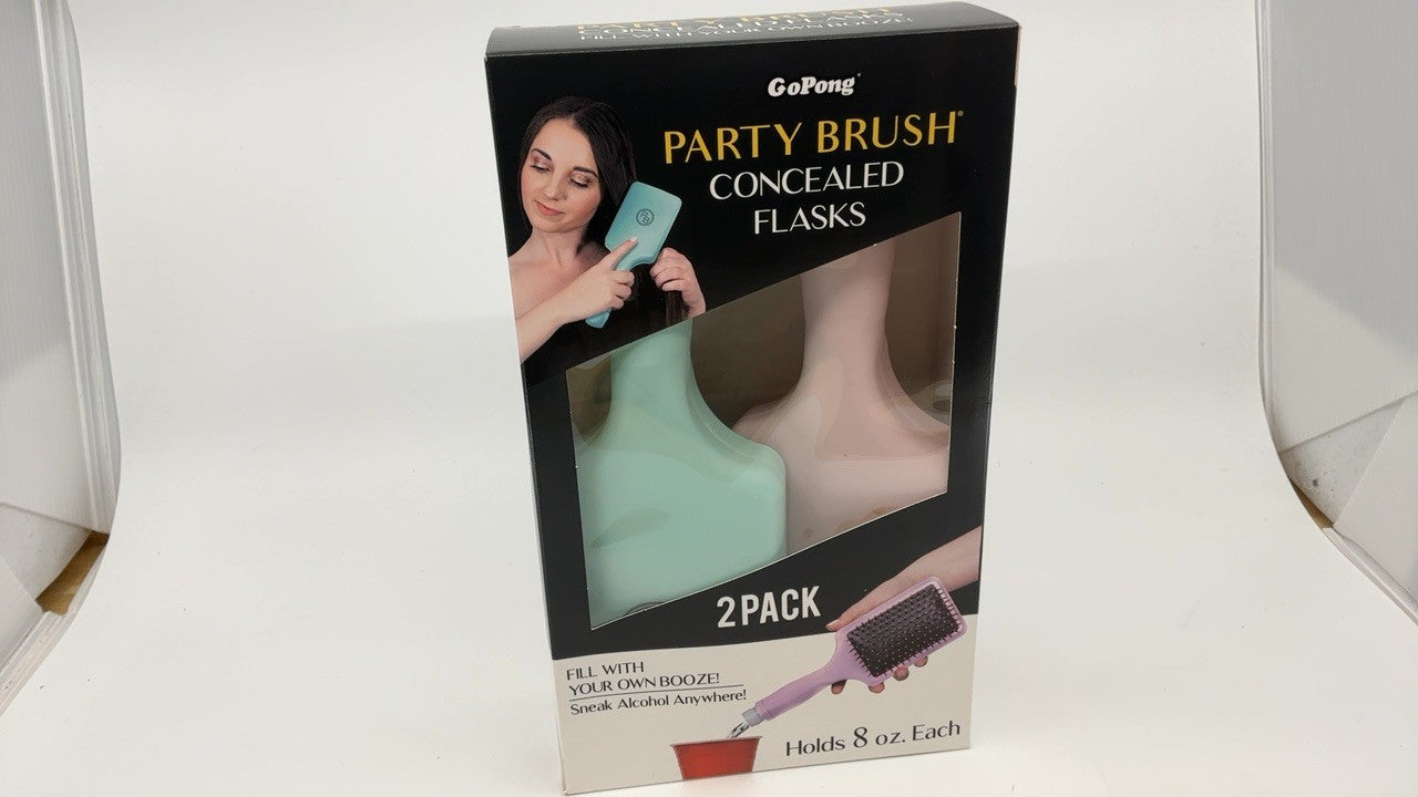 Party Brush Flasks 2 Pack - 16oz Hidden Alcohol Flasks w/ Funnel & Spout