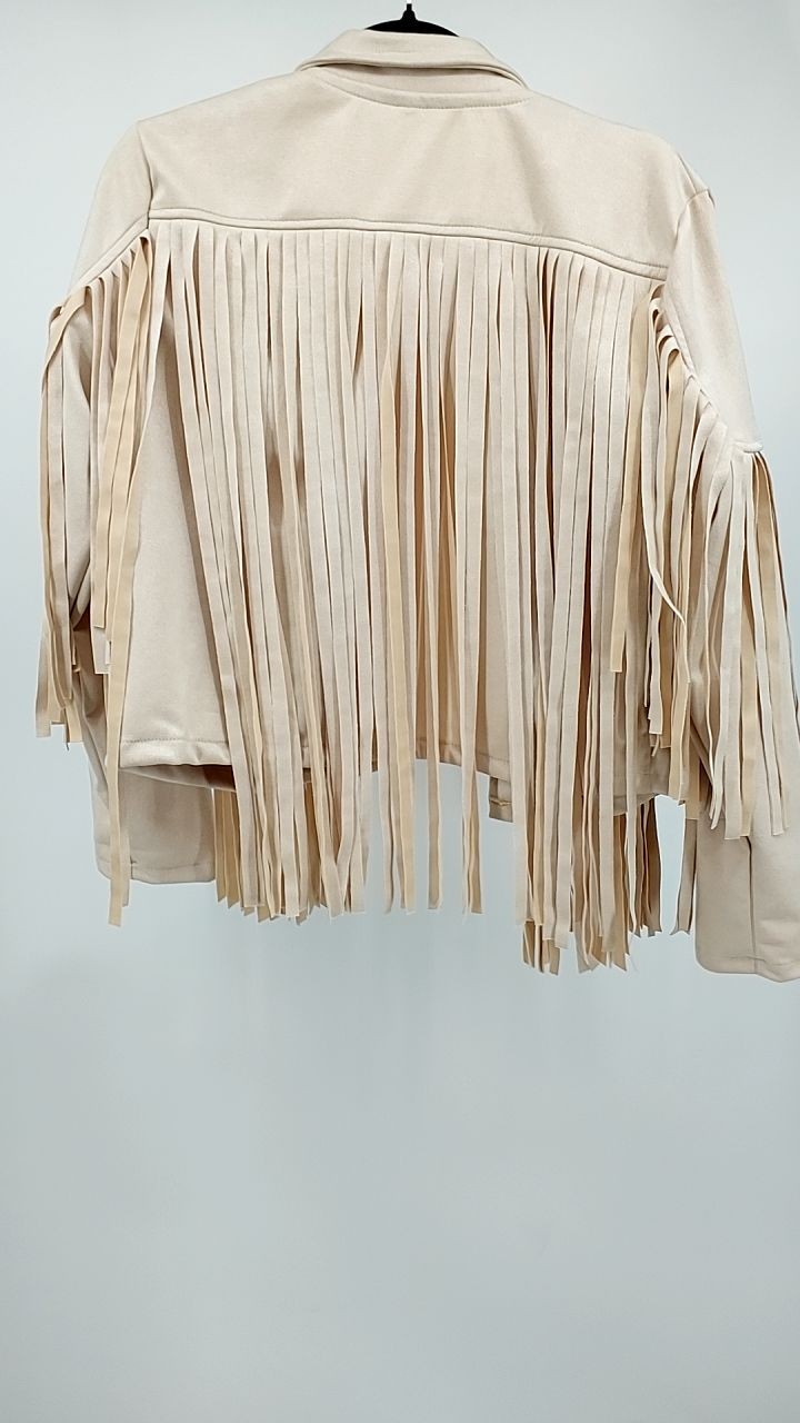 Fringe Open Front Cropped Jacket