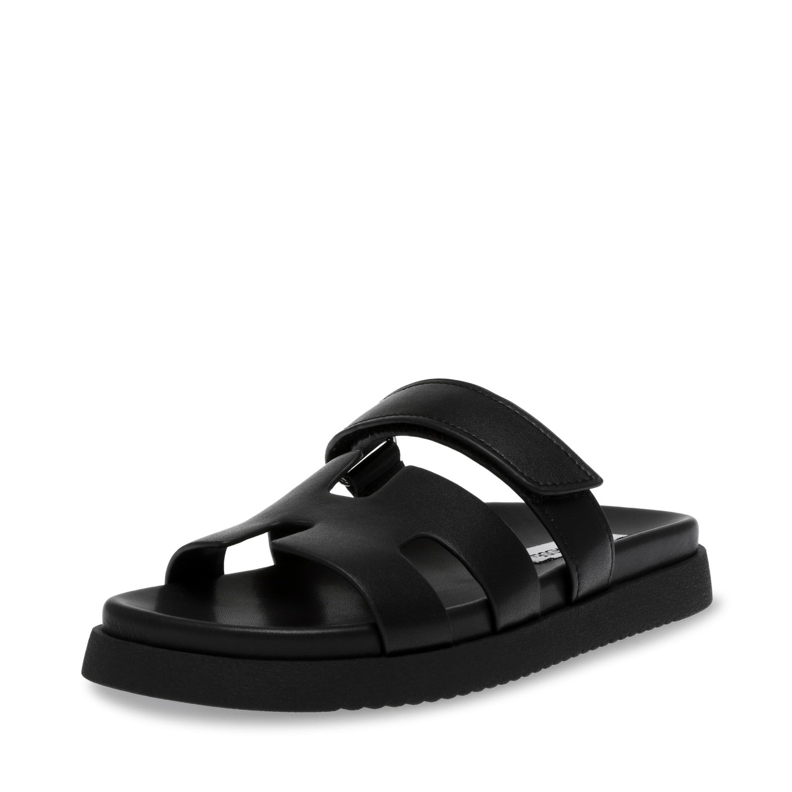 Steve Madden Women's Mayven Slide Sandal, Black Leather, 7.5