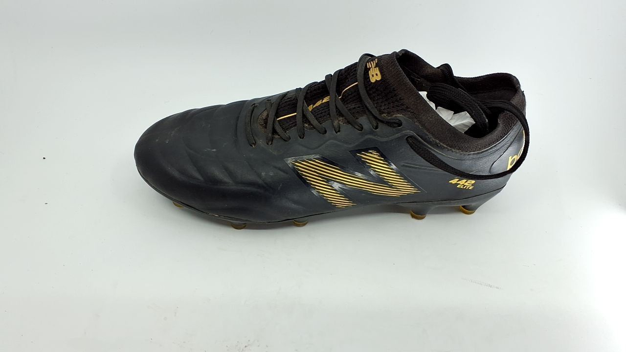 New Balance Men's 442 Elite FG V2 Soccer Shoe, Black/Gold Metallic, 8
