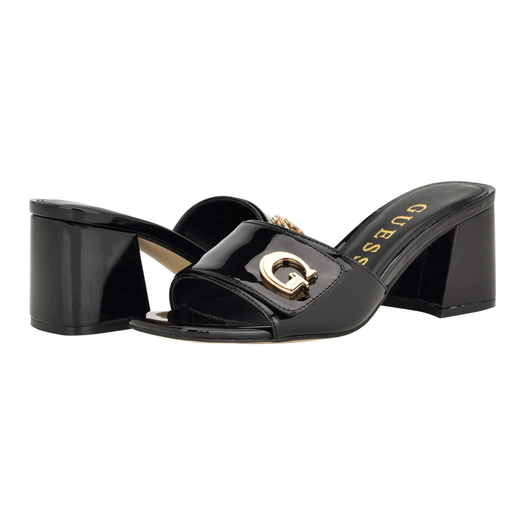 GUESS Women's GALLAI Heeled Sandal, Black 002, 6M