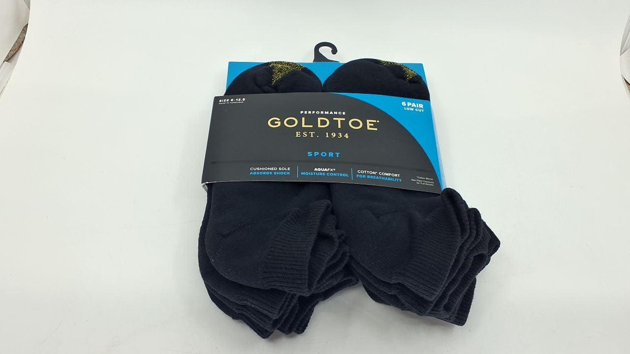 GOLDTOE Men's Cotton Low Cut Sport Liner Socks, 6-Pairs, Black, Large