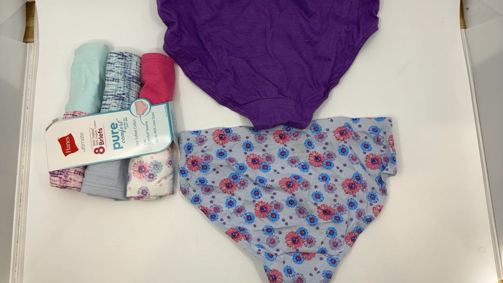 Hanes Girls Ultimate Comfort Underwear Pack, 8 Organic Cotton Briefs, 10 US