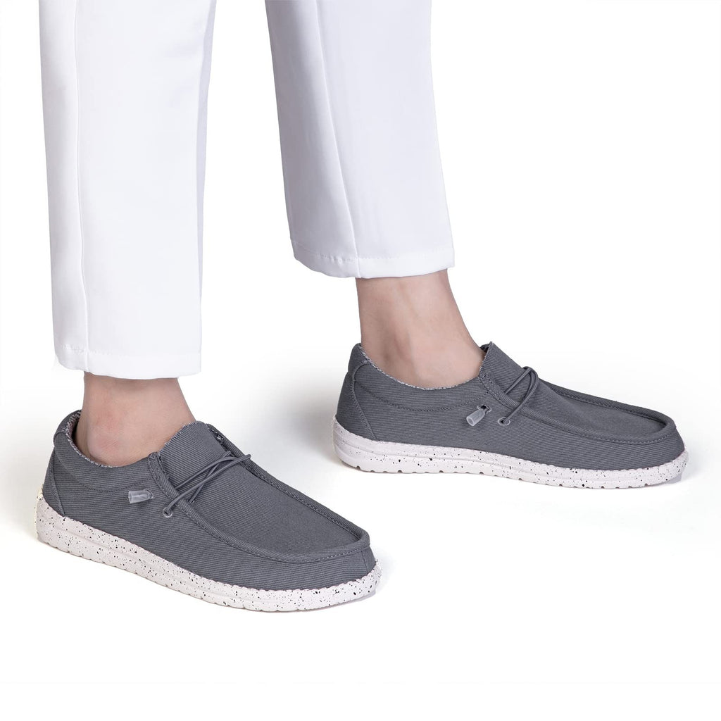 Men's Grey Canvas Slip-On Loafers Lightweight & Breathable Shoes Size 9.5