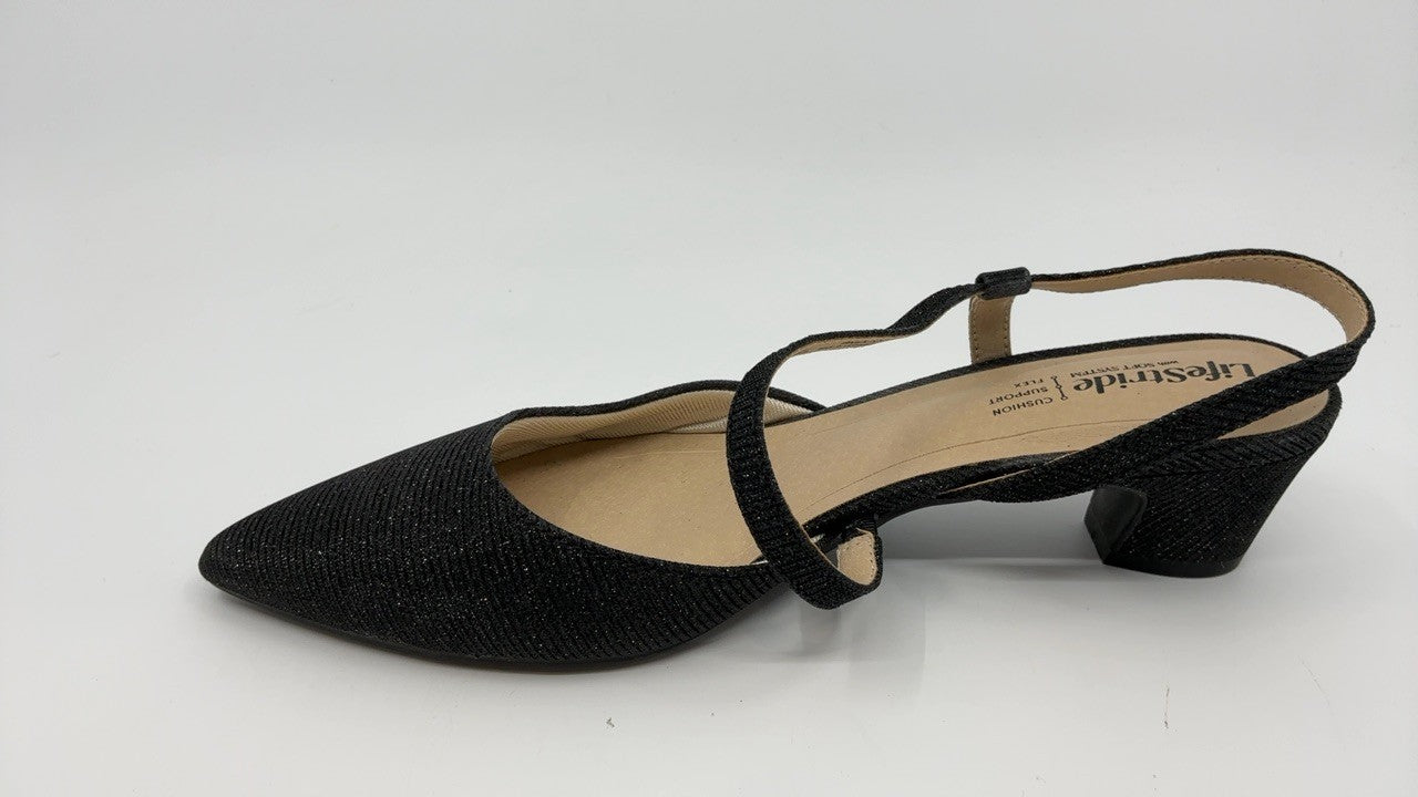 LifeStride Womens Minimalist Pump Black Shimmer 7.5 W