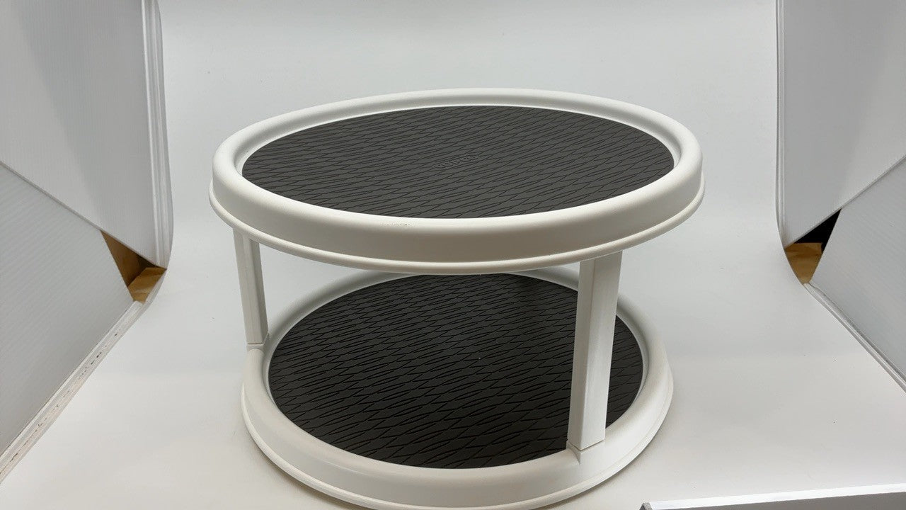 Copco Non-Skid Turntable, 2-Tier, 12-Inch, Durable & Easy Clean, White/Gray