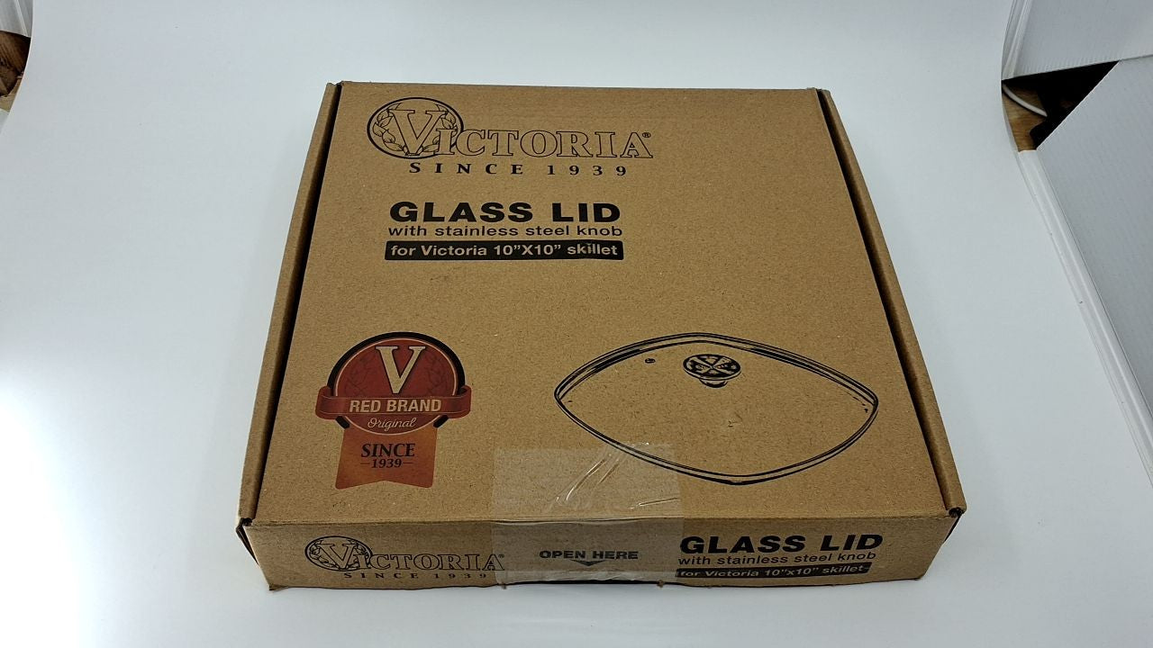 10-Inch Square Skillet Glass Lid, Fits Victoria 9.7-Inch Diameter