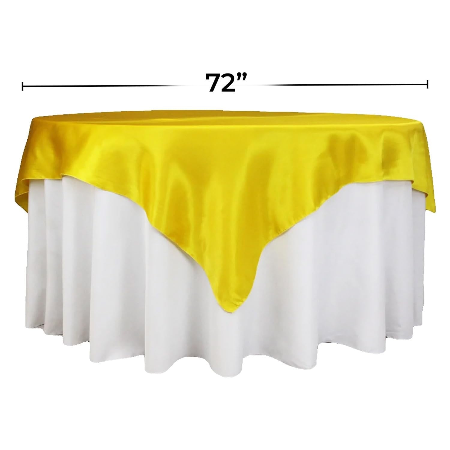 72" Canary Yellow Satin Table Overlay - Elegant Tablecloth for Parties