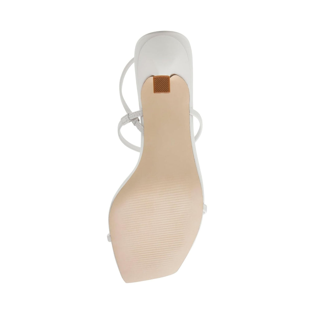 Steve Madden Women's Locke Heeled Sandal, White Leather, 8.5