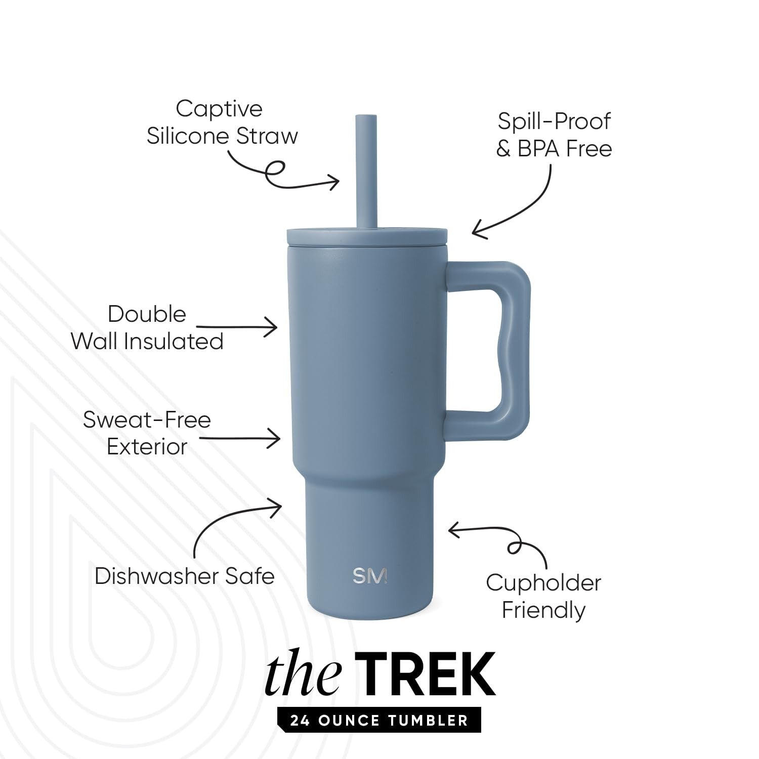 Kids 24 oz Trek Tumbler - Stainless Steel w/ Handle - Blue Dune