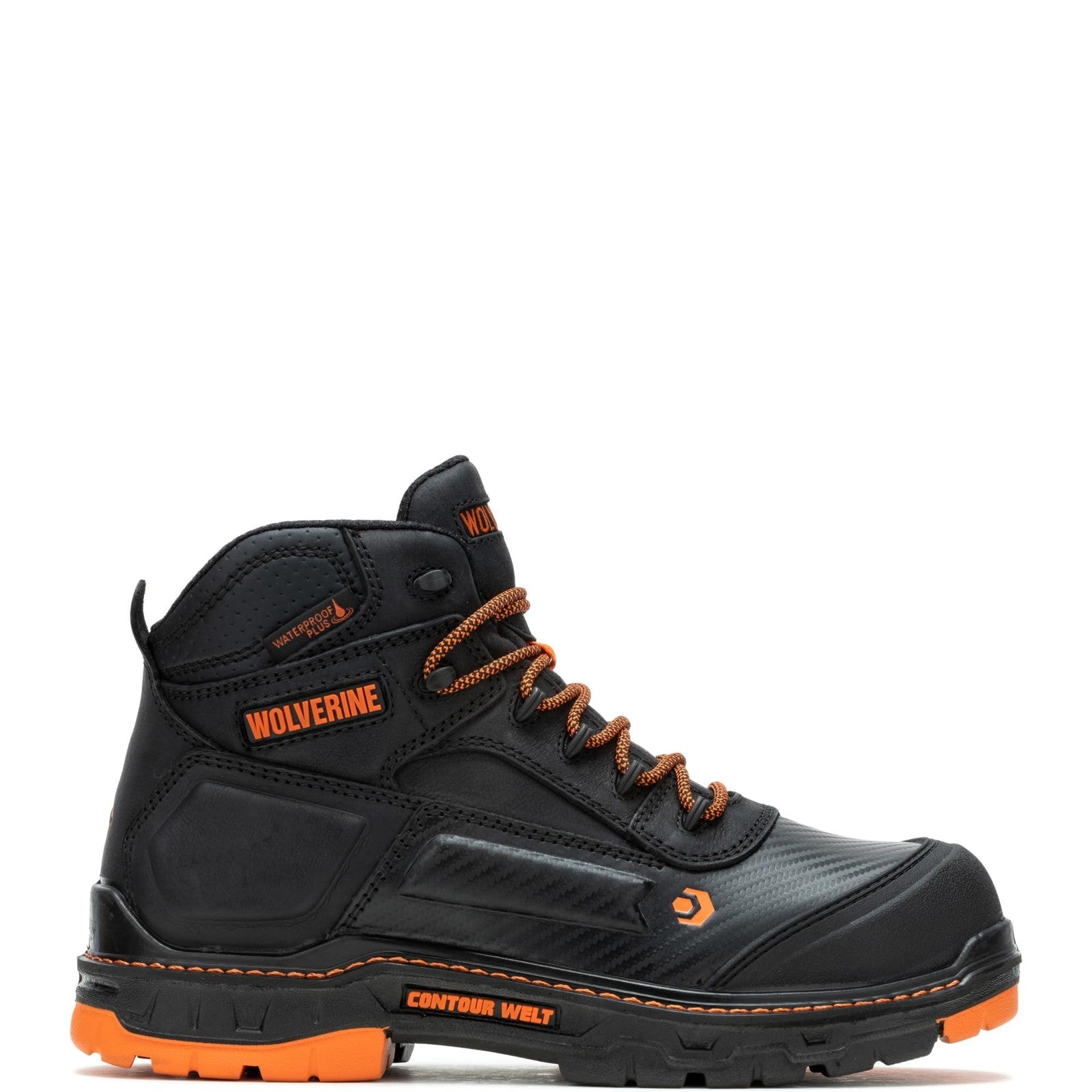 Wolverine Men's 6" Mid Composite Toe Waterproof Boot Black/Orange 10.5 X-Wide