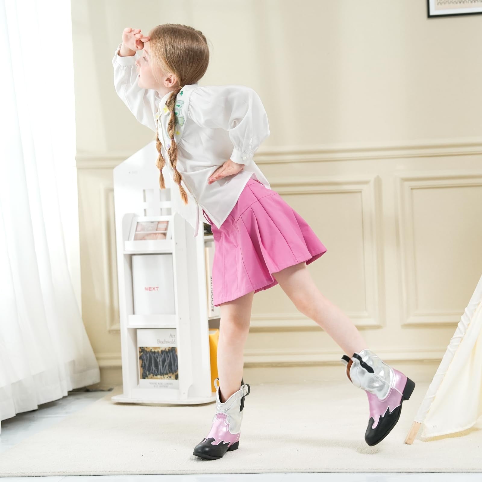 Cowgirl Ankle Boots Pink Toddler 11 Pull-On Western Style