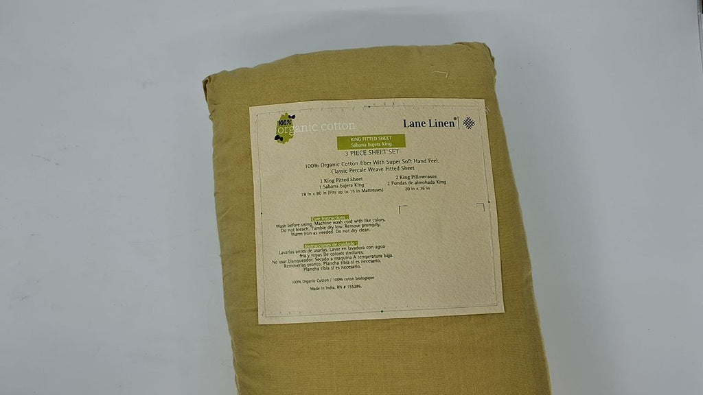 King Size Fitted Sheet 100% Organic Cotton w/ 2 Pillowcases
