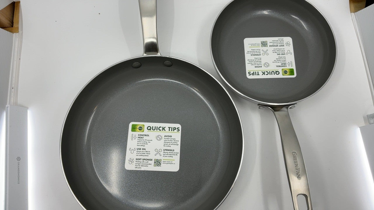 GreenPan Chatham 8" & 10" Frying Pan Set, Tri-Ply Stainless Steel, Silver