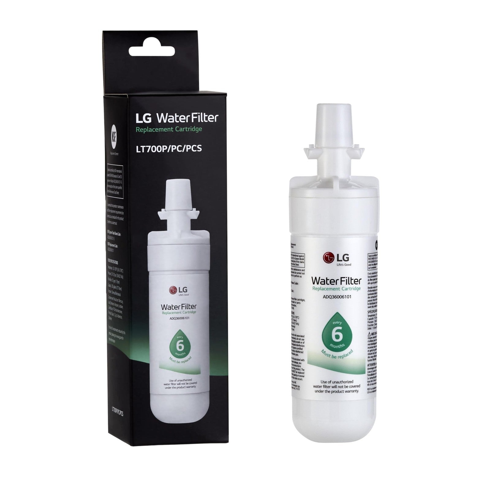 LT700P Replacement Refrigerator Water Filter, 200 Gallon, NSF42/53, White