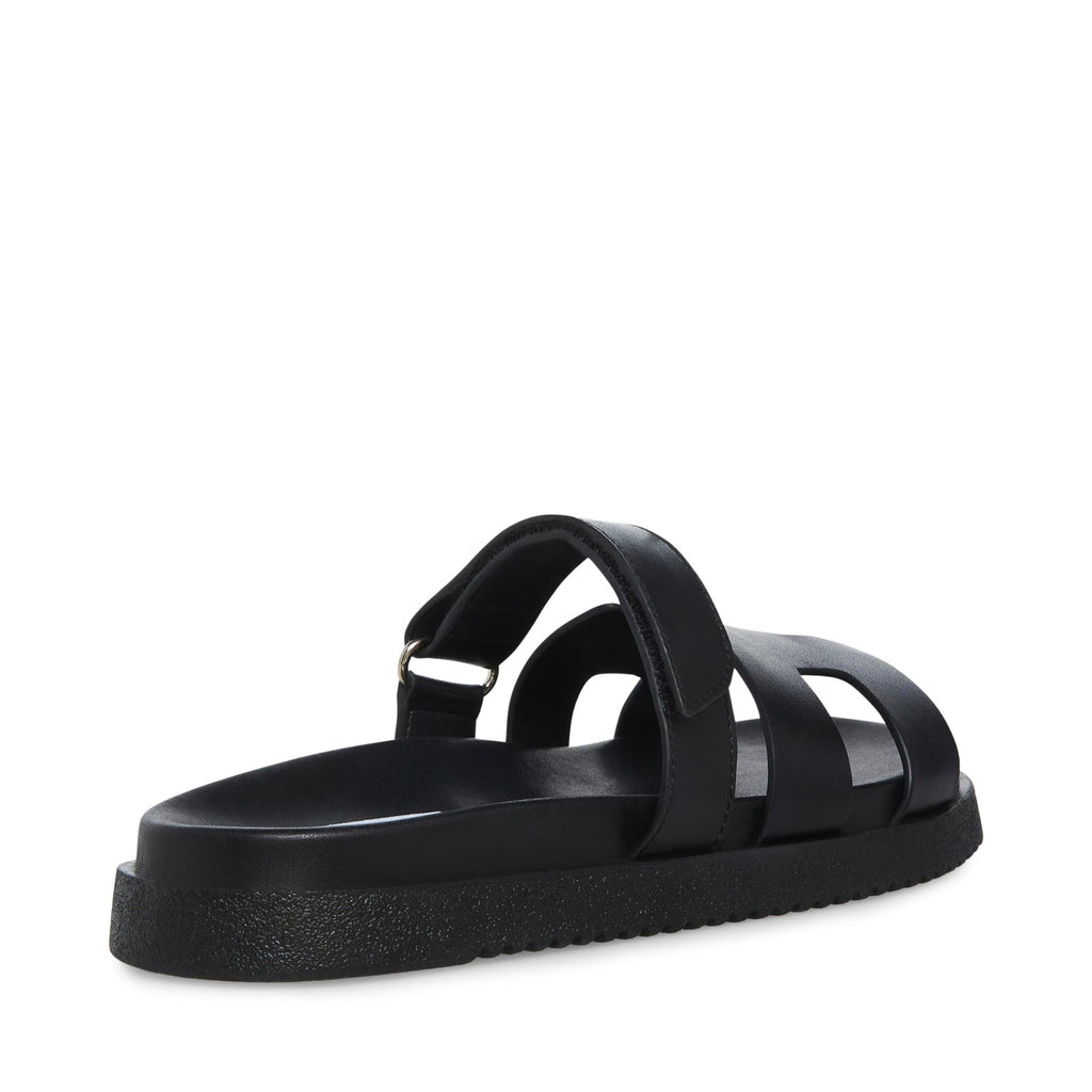 Steve Madden Women's Mayven Slide Sandal, Black Leather, 7.5