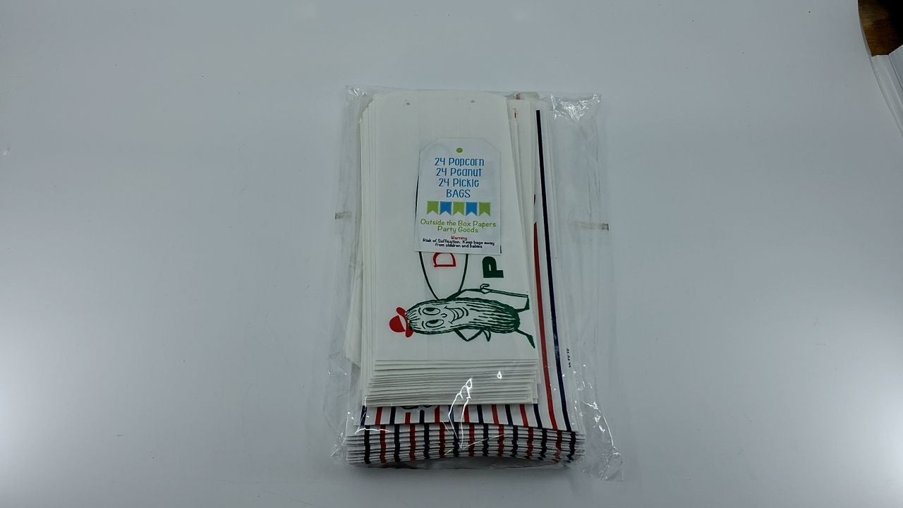 Carnival Snack Bags - 24 Popcorn, Peanut & Pickle - Red, White