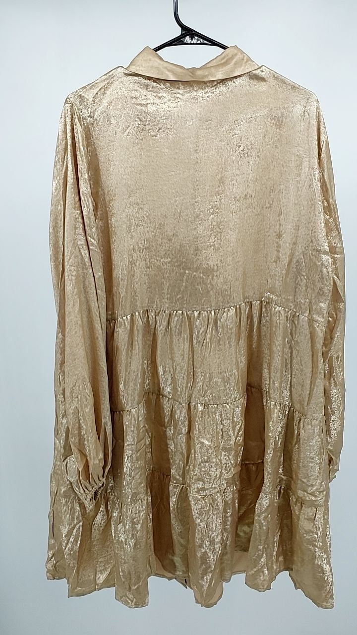 Metallic Sheen Long Sleeve Mini Dress
