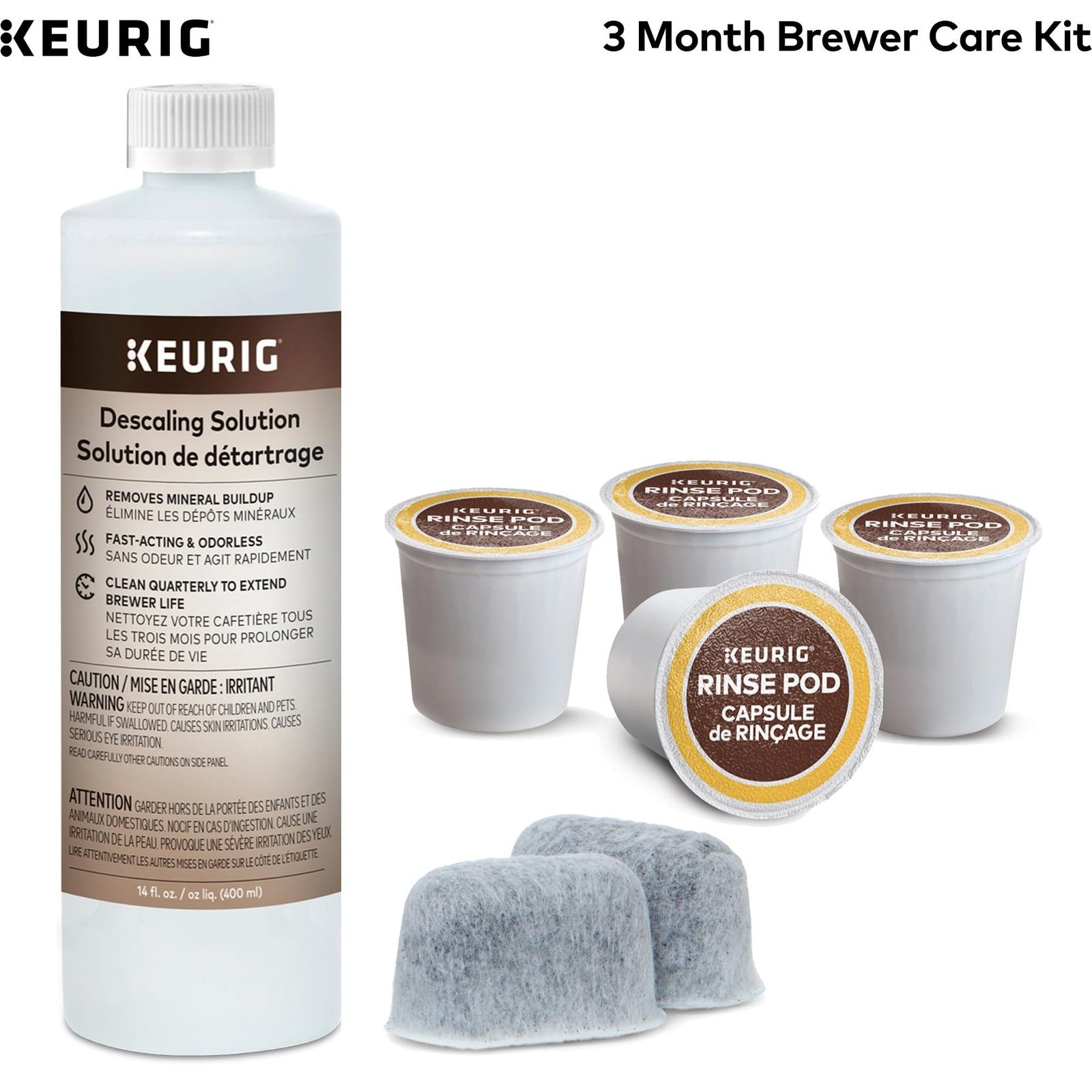 Keurig Brewer Maintenance Kit, 3-Month Supply w/ Water Filters & Rinse Pods