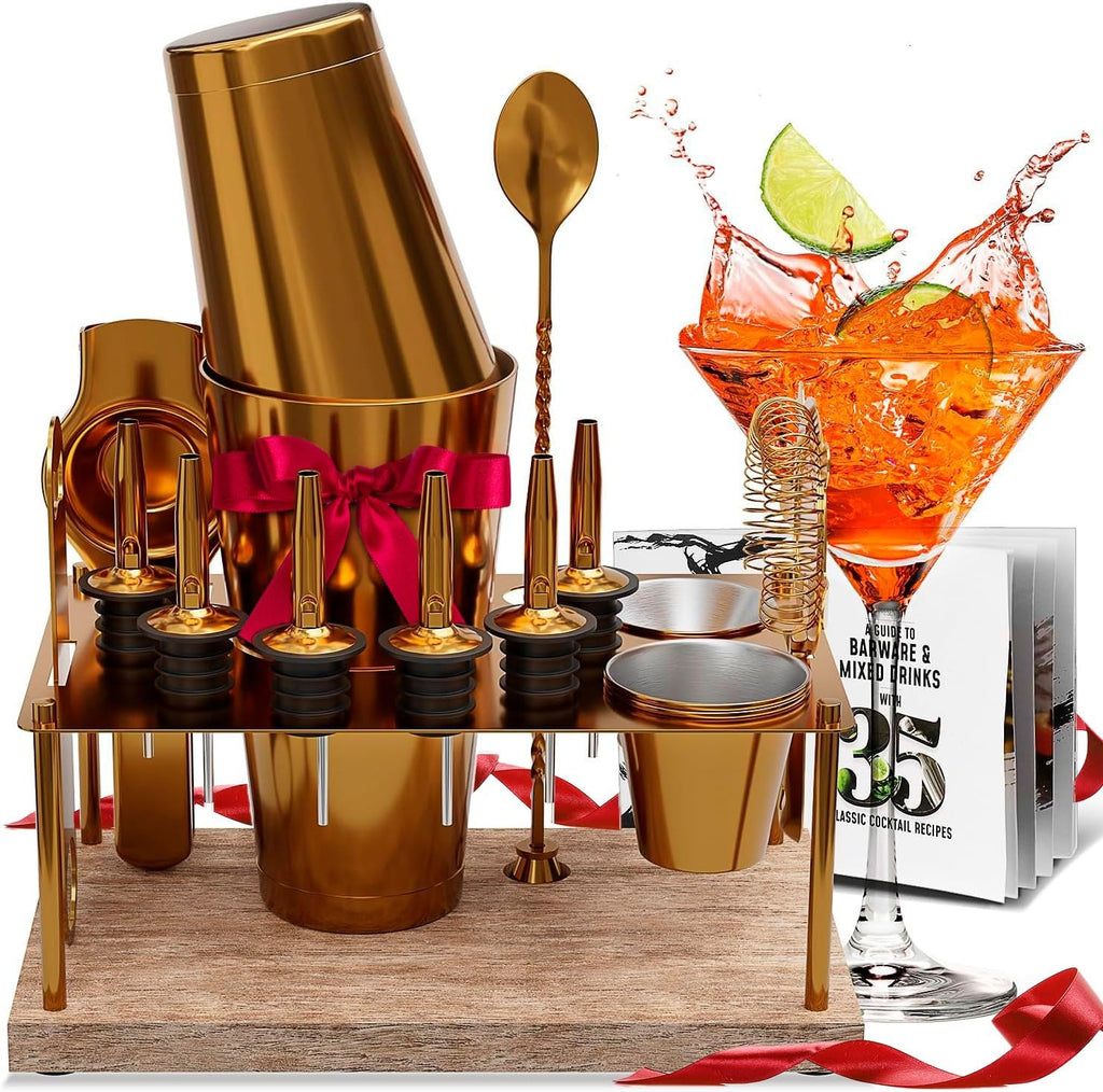 17-Piece Stainless Steel Cocktail Shaker Set w/ Recipe Book & More