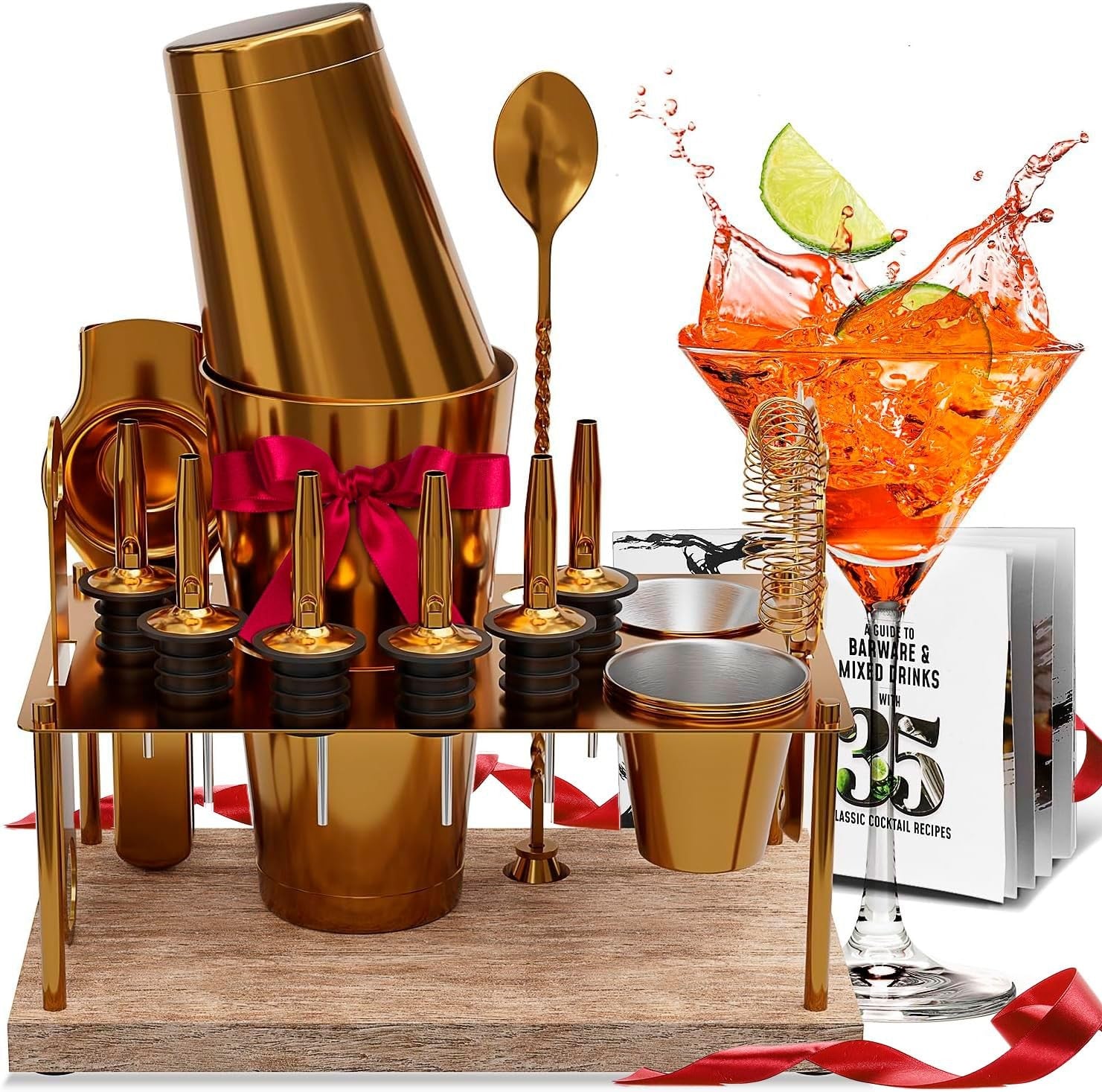 17-Piece Stainless Steel Cocktail Shaker Set w/ Recipe Book & More