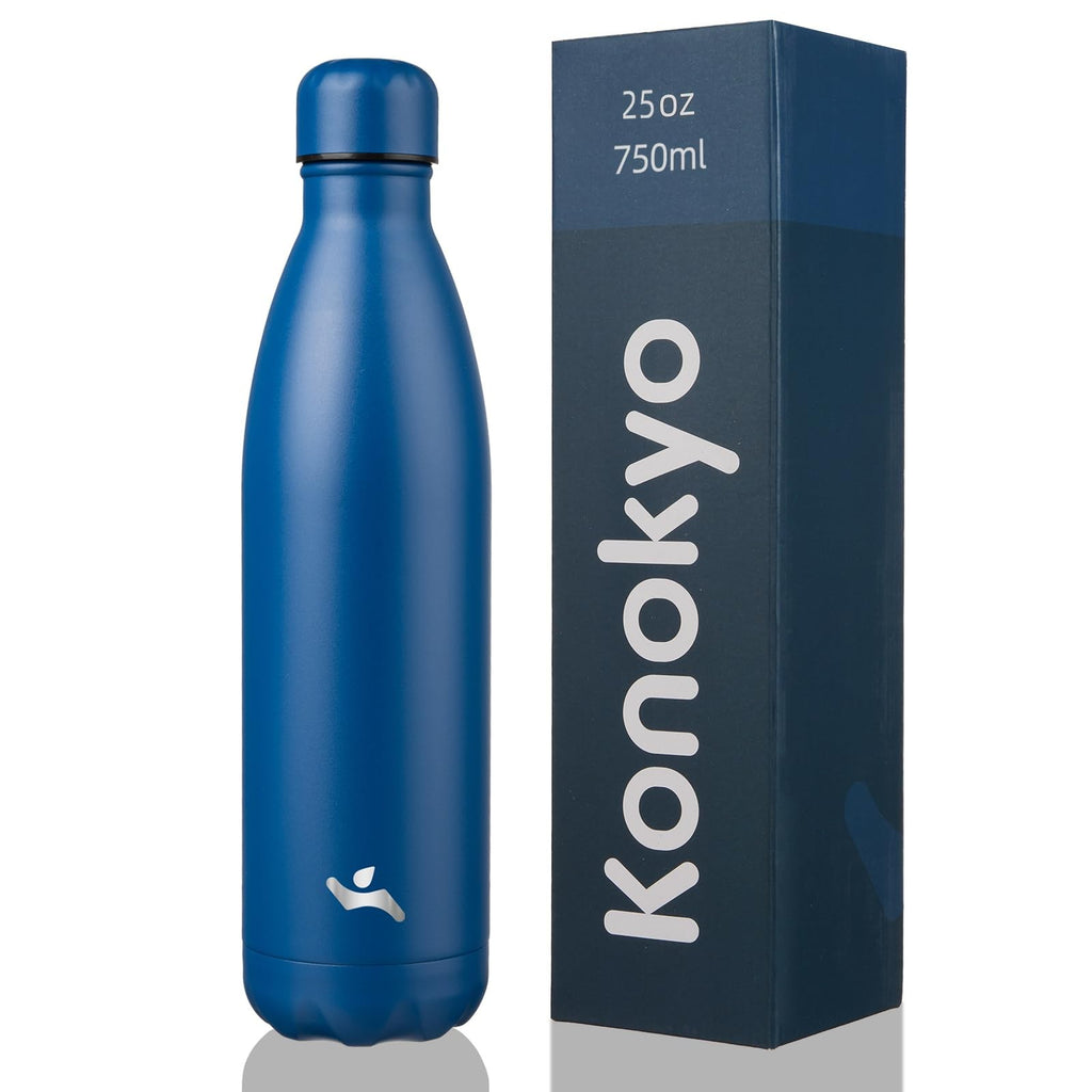 Konokyo 25oz Double Wall Stainless Steel Flask Water Bottle Blue