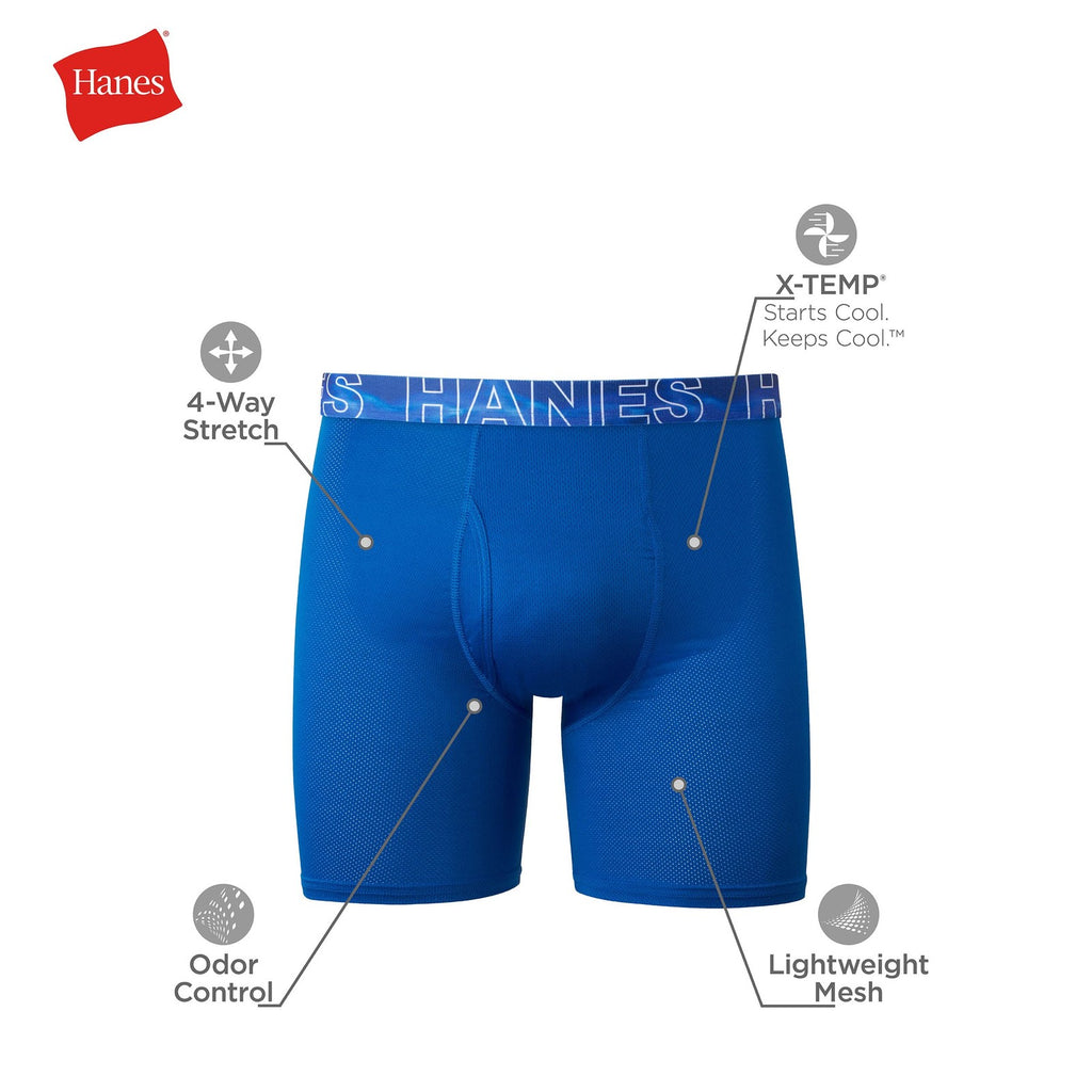 Hanes Men's Underwear 3-Pack, X-Temp Cooling Boxer Briefs, No-Ride-Up Design