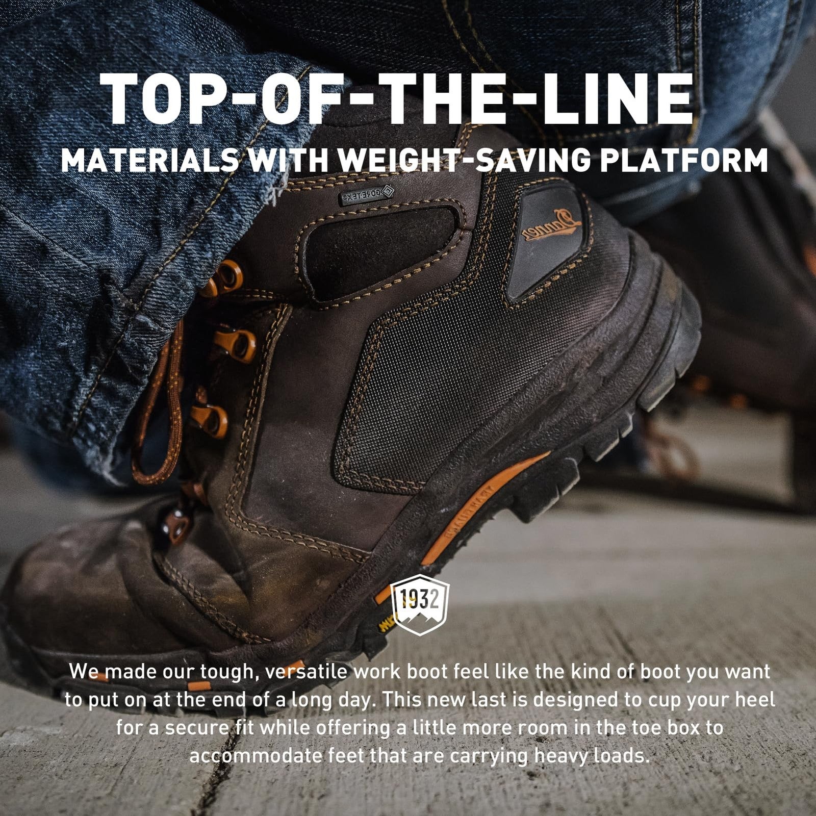 Danner Vicious 4.5" Work Boots, Full-Grain Leather, Brown/Orange, 10 D