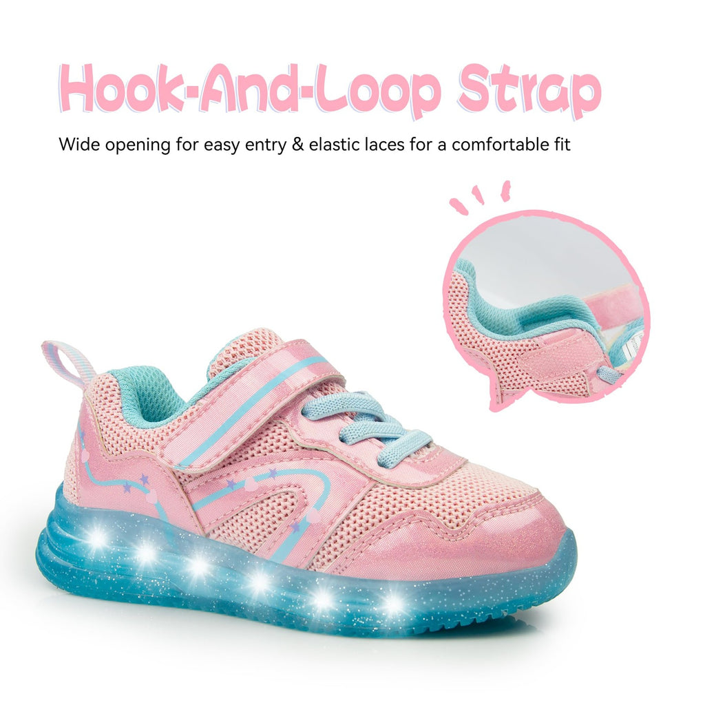 Size 10 Girls Light Up Sneakers w/ LED Lights Pink & Blue Toddler Shoes