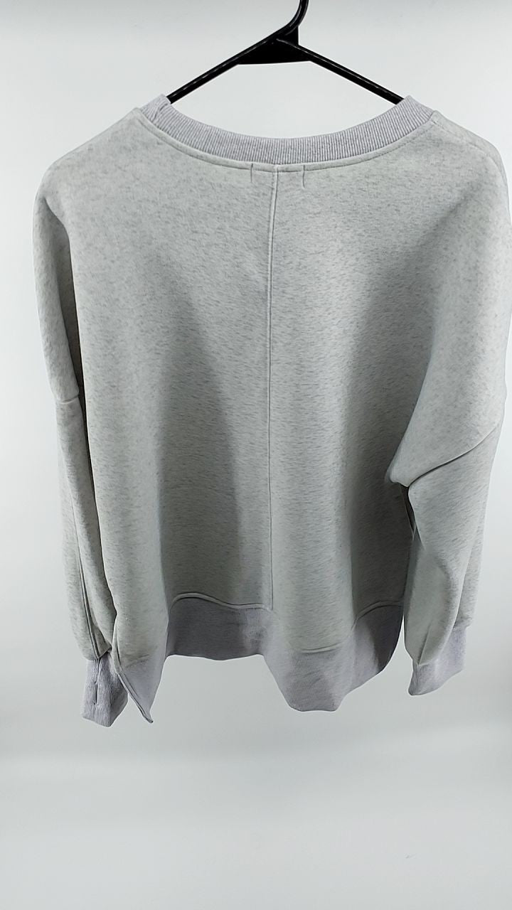 Side Slit Round Neck Long Sleeve Sweatshirt