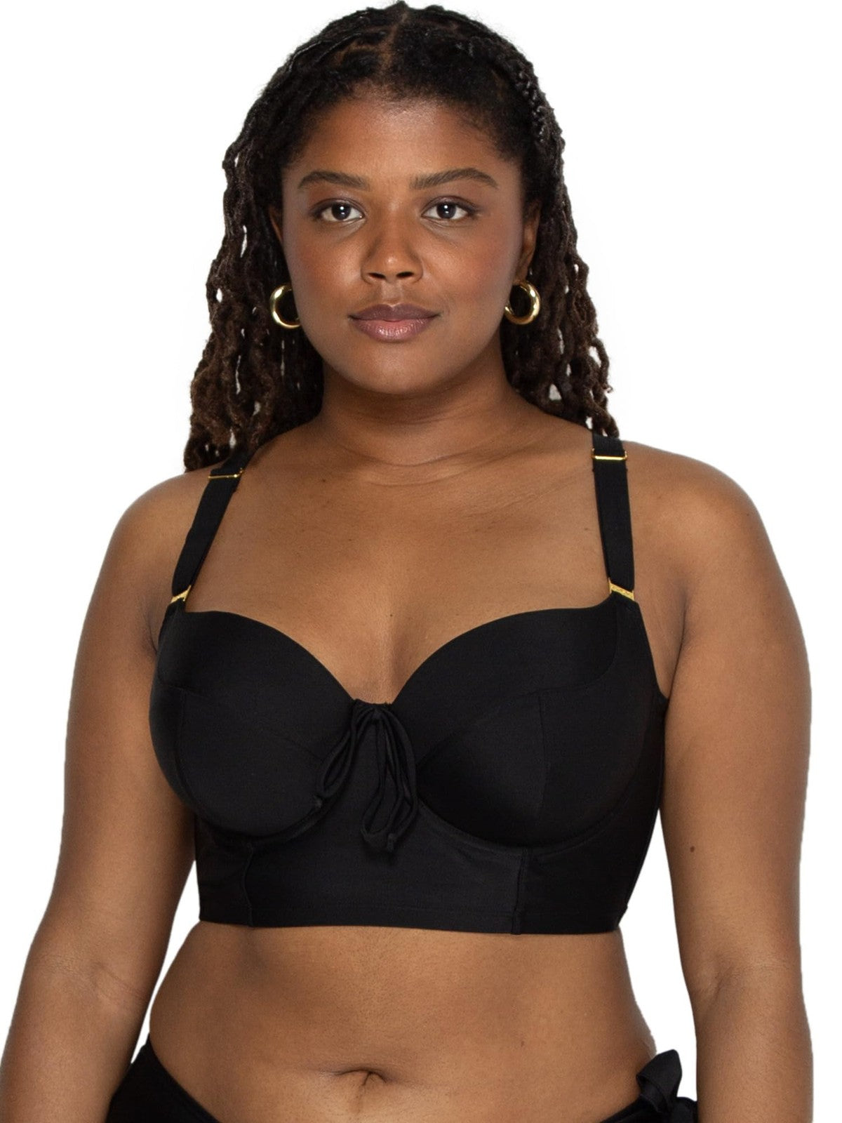 Women's 42D Black Underwire Bikini Top, Lightly Lined Swimwear